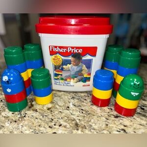 Vintage 1996 Fisher Price Stack ‘n Build Blocks & Bucket #71151